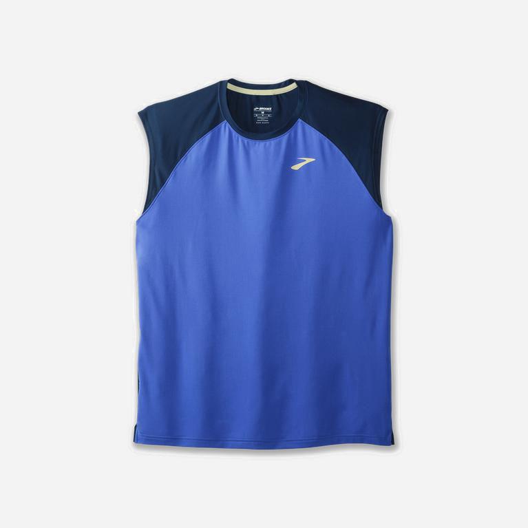 Brooks Run Within Hombre Camiseta Sin Mangas - Azules / Azules / Azul Marino (5796PYROW)